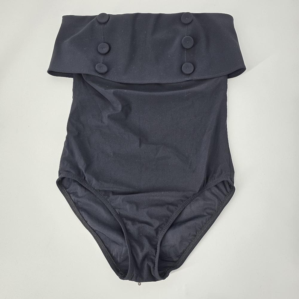 Karla Colletto Billie Bandeau One-Piece Black Swimsuit Size 12